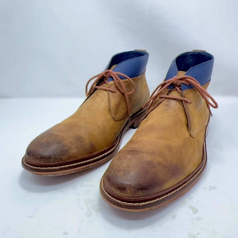 Cole Haan Colton Chukka Boots Mens 10.5M Brown Leather Blue Collar C11771 Office - Picture 3 of 12